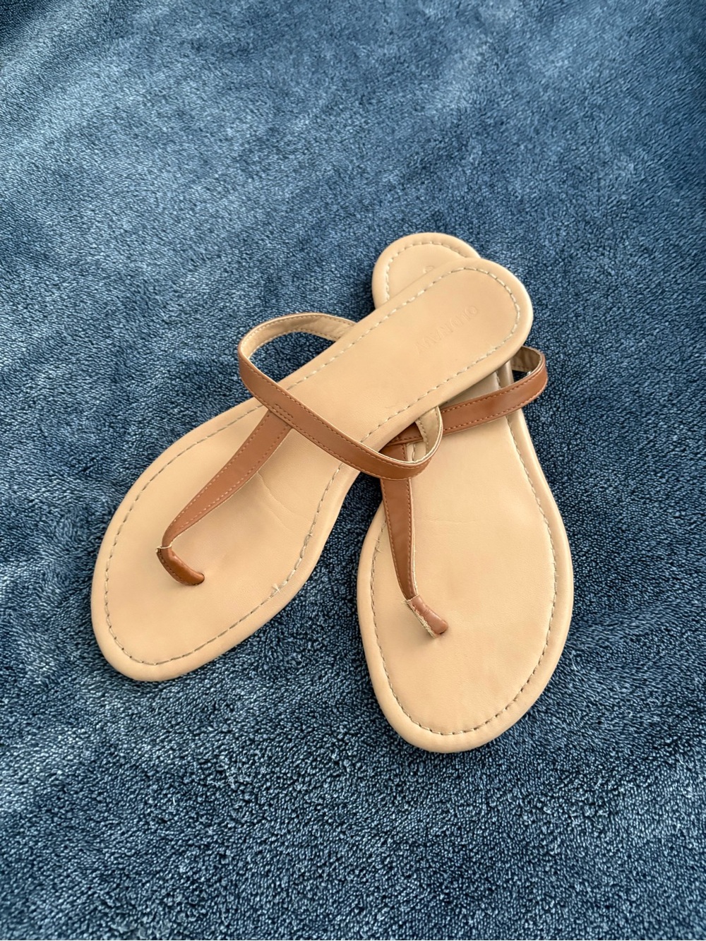 Old Navy Brown T-Strap Slide Sandals